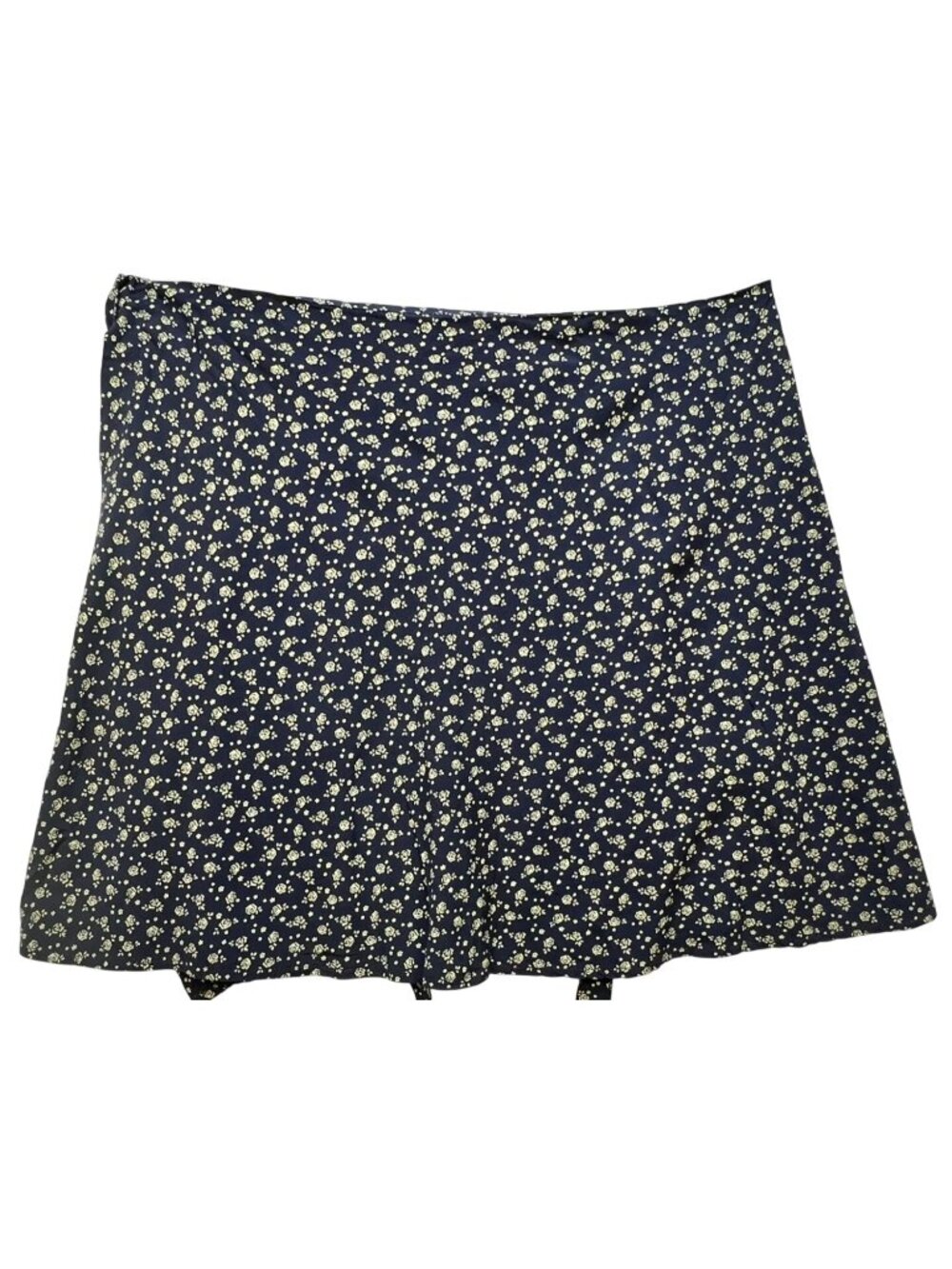 Brandy Melville Womens Wrap Mini Skirt Lightweight Size S Navy Blue White Floral